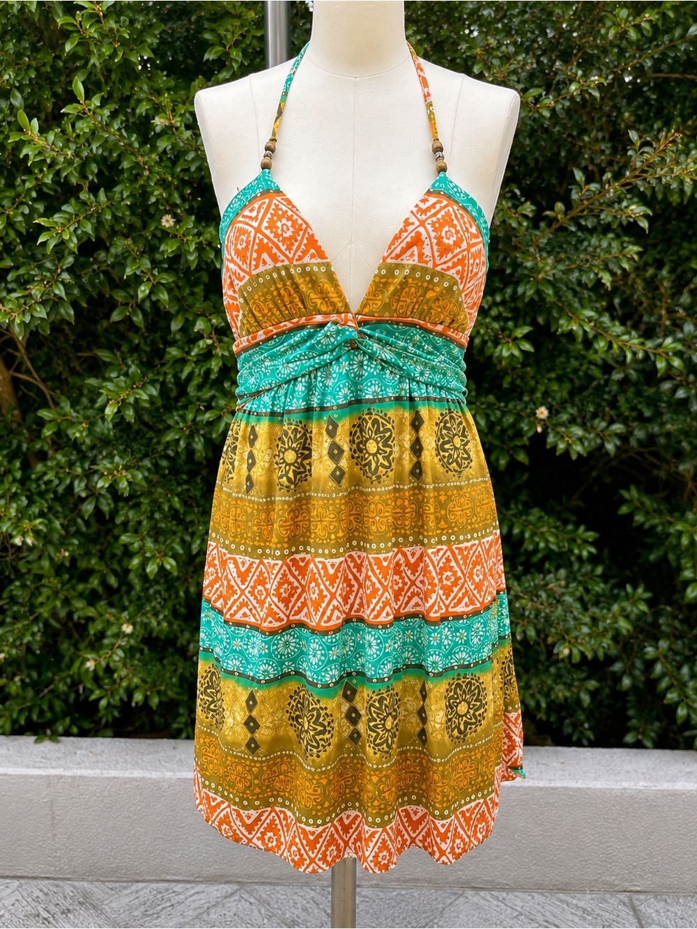 Vintage Y2K Speechless Tribal Halter Dress Made in USA Women’s Large Boho Dress